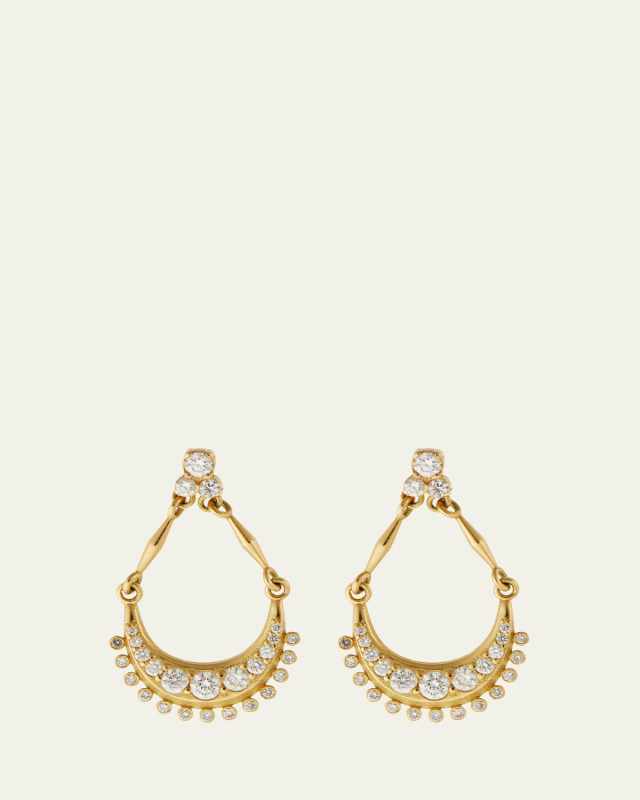 18K Yellow Gold Luna Dangle Earrings with Diamonds